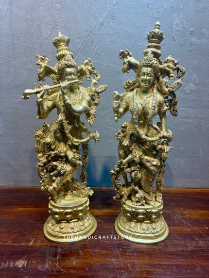 Handcrafted Brass Superfine Radha Krishna – Artisanal Divine Couple Figurine