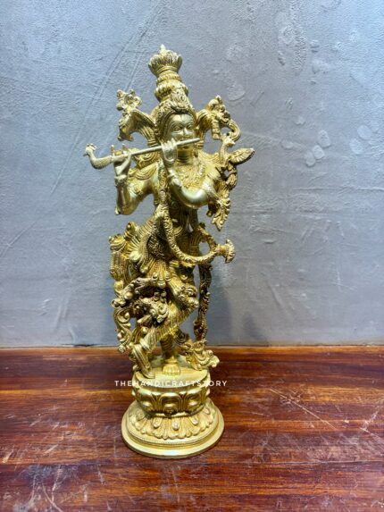 Handcrafted Brass Superfine Krishna – Flute Playing God Figurine
