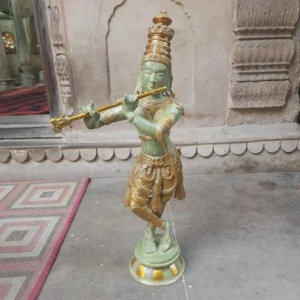 Majestic 22" Brass Krishna Flute Maestro – Antique Green-Gold Masterpiece