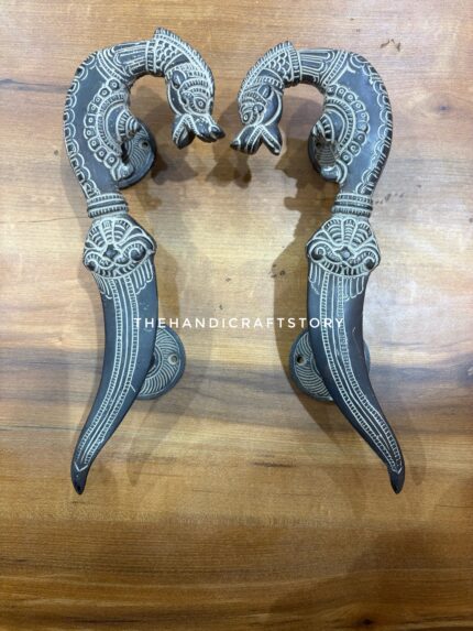 Handcrafted Brass Dragon Door Handle Set of 2 with Antique Finish | The Handicraft Story