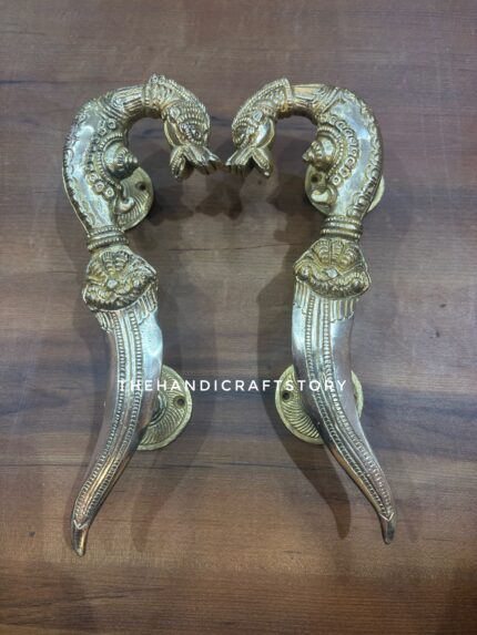 Handcrafted Brass Dragon Door Handle Set of 2 with Antique Gold Finish | The Handicraft Story